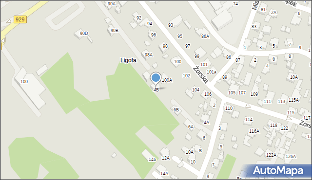 Rybnik, Żeromskiego Stefana, 4B, mapa Rybnika