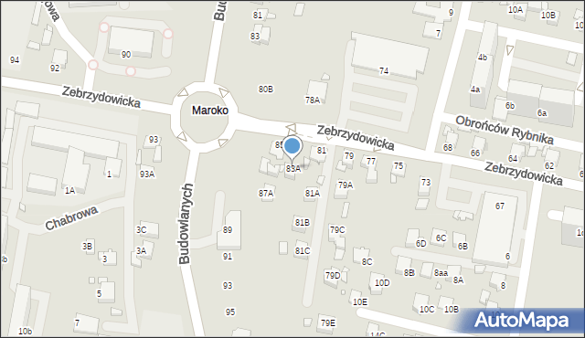 Rybnik, Zebrzydowicka, 83A, mapa Rybnika
