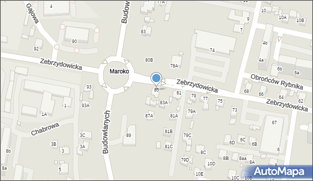 Rybnik, Zebrzydowicka, 85, mapa Rybnika