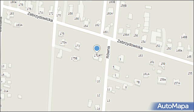 Rybnik, Zebrzydowicka, 171A, mapa Rybnika