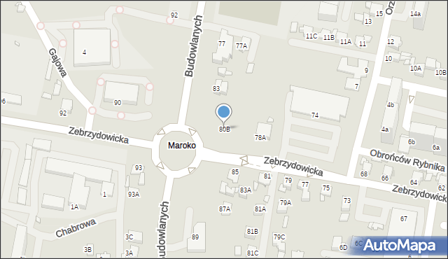 Rybnik, Zebrzydowicka, 80B, mapa Rybnika