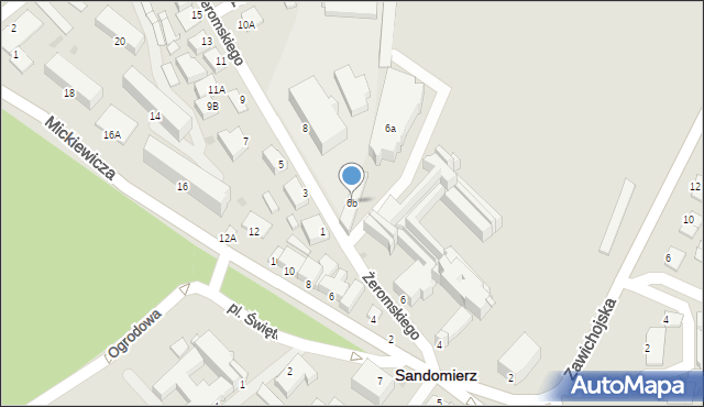Sandomierz, Żeromskiego Stefana, 6b, mapa Sandomierza