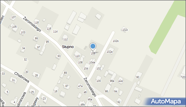Słupno, Żeromskiego Stefana, 106, mapa Słupno