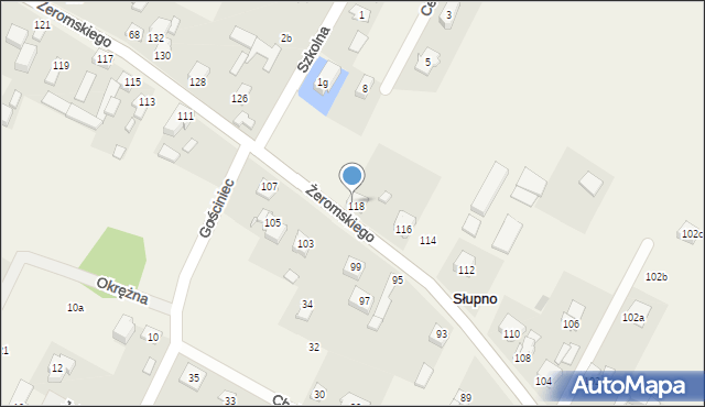 Słupno, Żeromskiego Stefana, 57c, mapa Słupno
