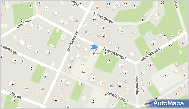 Sokolniki-Las, Żeligowskiego Lucjana, gen., 11, mapa Sokolniki-Las
