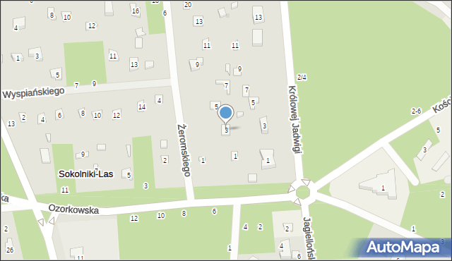 Sokolniki-Las, Żeromskiego Stefana, 3, mapa Sokolniki-Las