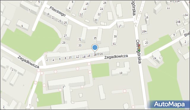 Sosnowiec, Zegadłowicza Emila, 18, mapa Sosnowca