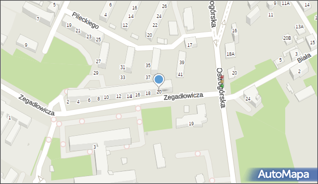 Sosnowiec, Zegadłowicza Emila, 20, mapa Sosnowca