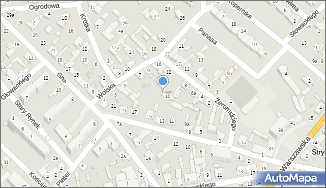 Stryków, Żeromskiego Stefana, 10a, mapa Stryków