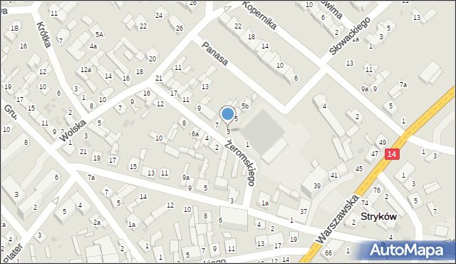 Stryków, Żeromskiego Stefana, 3, mapa Stryków