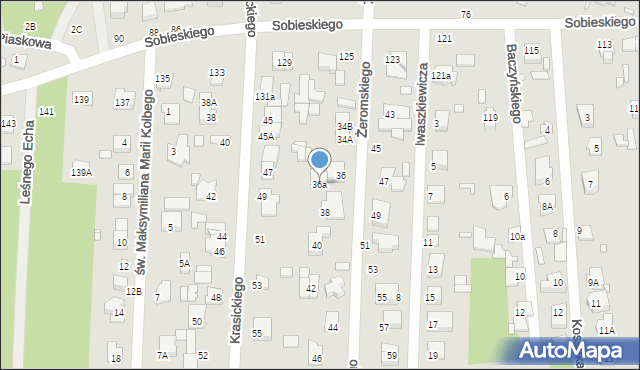 Sulejówek, Żeromskiego Stefana, 36a, mapa Sulejówek