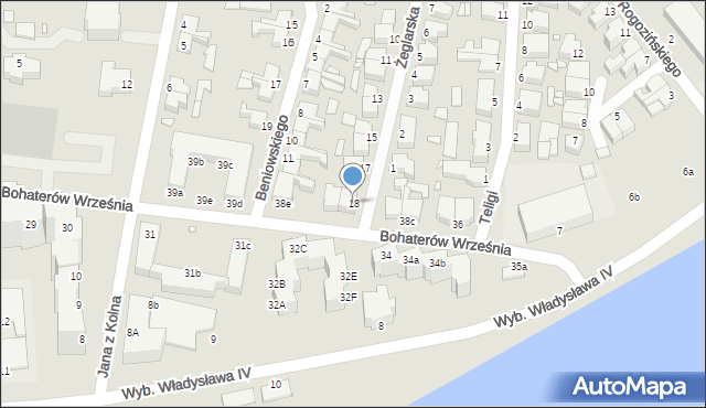 Świnoujście, Żeglarska, 18, mapa Świnoujście