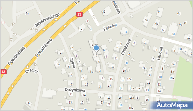 Szczecin, Żeńców, 7, mapa Szczecina