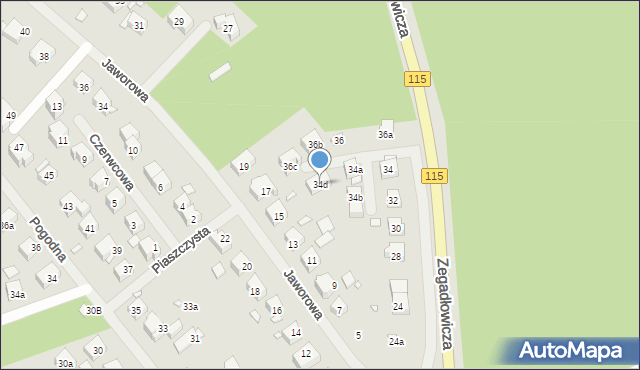 Szczecin, Zegadłowicza Emila, 34d, mapa Szczecina