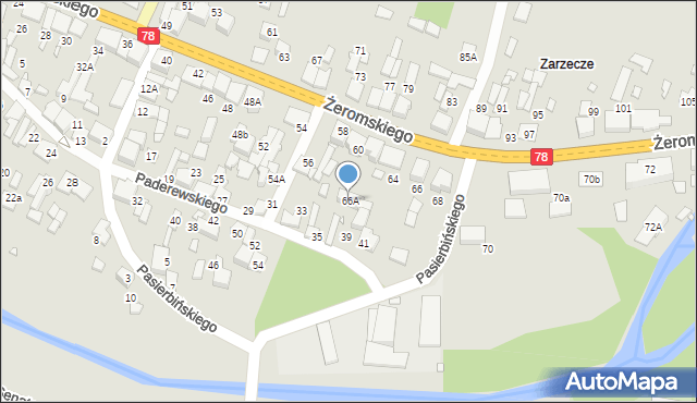 Szczekociny, Żeromskiego Stefana, 66A, mapa Szczekociny
