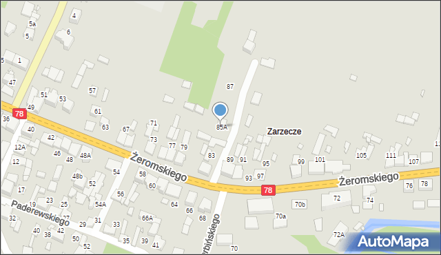 Szczekociny, Żeromskiego Stefana, 85A, mapa Szczekociny