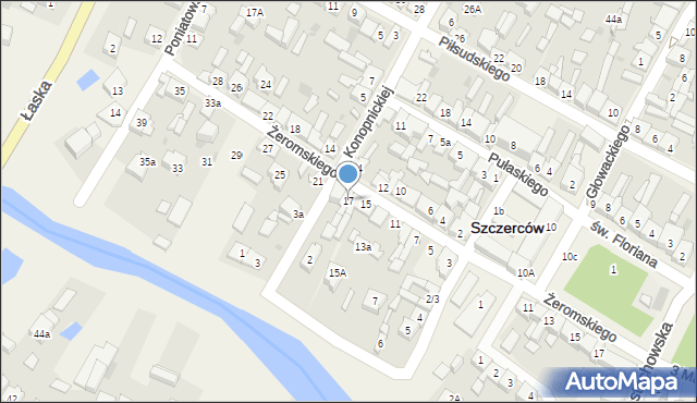 Szczerców, Żeromskiego Stefana, 17, mapa Szczerców