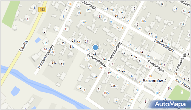 Szczerców, Żeromskiego Stefana, 18a, mapa Szczerców
