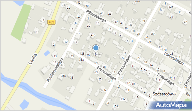 Szczerców, Żeromskiego Stefana, 24A, mapa Szczerców