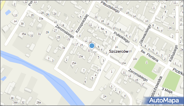 Szczerców, Żeromskiego Stefana, 9, mapa Szczerców