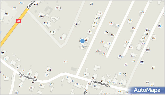 Tarnowskie Góry, Żeromskiego Stefana, 19, mapa Tarnowskie Góry