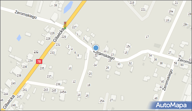 Tarnowskie Góry, Żeromskiego Stefana, 22, mapa Tarnowskie Góry