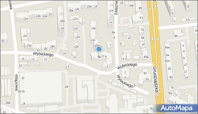 Toruń, Żelazna, 5a, mapa Torunia