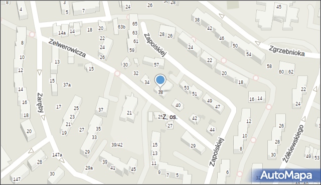 Tychy, Zelwerowicza Aleksandra, 38, mapa Tychów