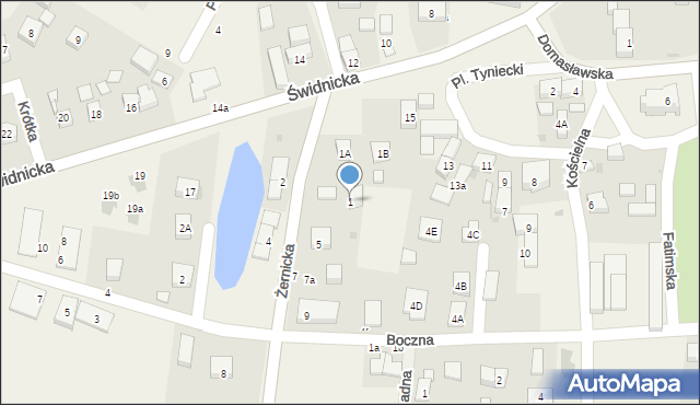 Tyniec Mały, Żernicka, 1, mapa Tyniec Mały