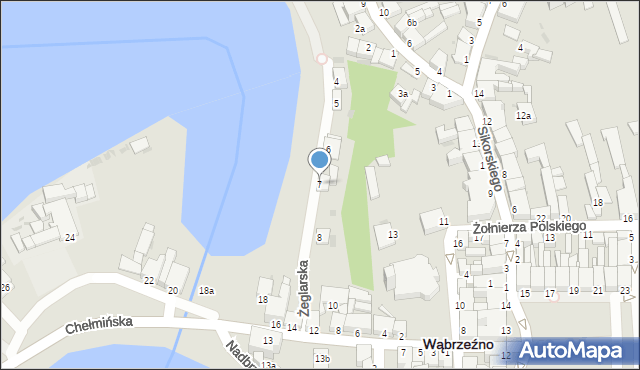 Wąbrzeźno, Żeglarska, 7, mapa Wąbrzeźno