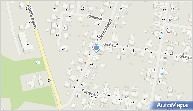 Wałcz, Żeromskiego Stefana, 13A, mapa Wałcz