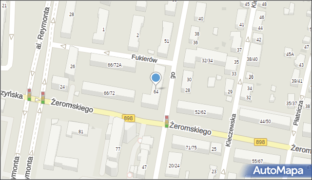 Warszawa, Żeromskiego Stefana, 64, mapa Warszawy