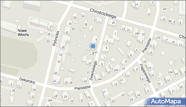 Warszawa, Żeleńskiego Władysława, 8, mapa Warszawy