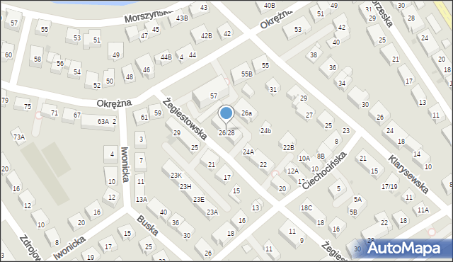Warszawa, Żegiestowska, 26/28, mapa Warszawy