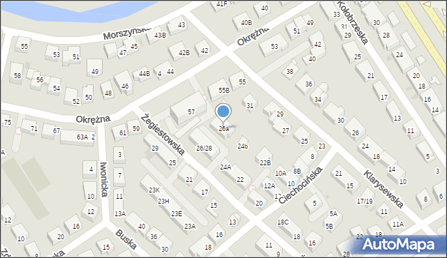 Warszawa, Żegiestowska, 26a, mapa Warszawy