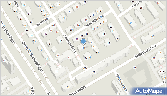 Warszawa, Zelwerowicza Aleksandra, 2B, mapa Warszawy