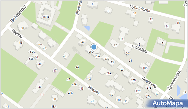 Warszawa, Zegarynki, 25B, mapa Warszawy