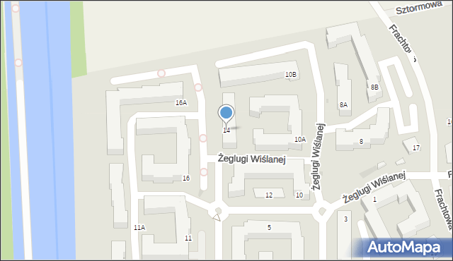 Warszawa, Żeglugi Wiślanej, 14, mapa Warszawy