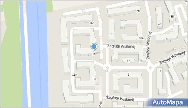 Warszawa, Żeglugi Wiślanej, 16, mapa Warszawy