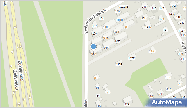 Warszawa, Zesłańców Polskich, 96A, mapa Warszawy