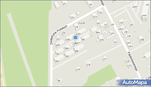 Warszawa, Zesłańców Polskich, 98d, mapa Warszawy