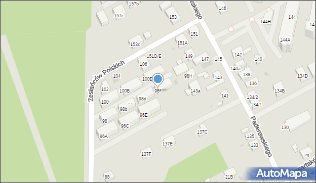 Warszawa, Zesłańców Polskich, 98f, mapa Warszawy