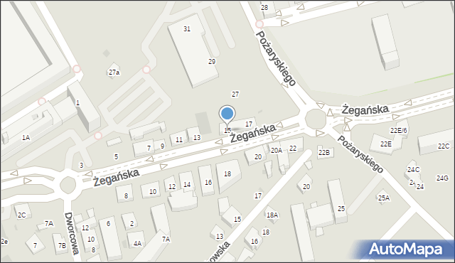 Warszawa, Żegańska, 15, mapa Warszawy