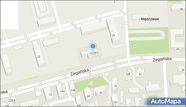 Warszawa, Żegańska, 21/23, mapa Warszawy