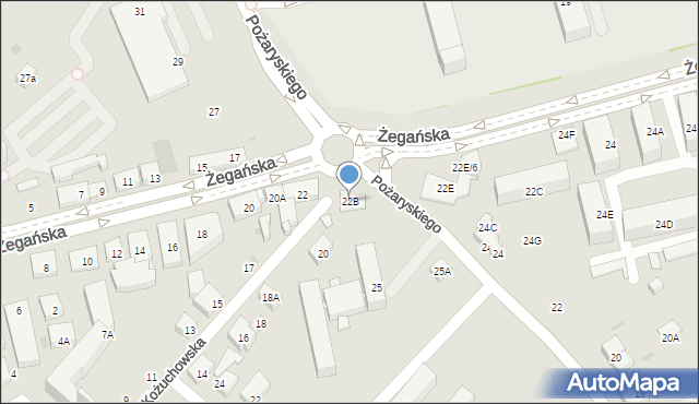 Warszawa, Żegańska, 22B, mapa Warszawy