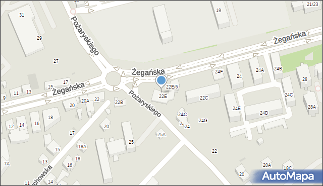 Warszawa, Żegańska, 22E/2, mapa Warszawy