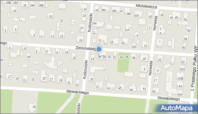 Warszawa, Żeromskiego Stefana, 26, mapa Warszawy