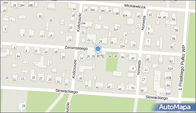 Warszawa, Żeromskiego Stefana, 30, mapa Warszawy