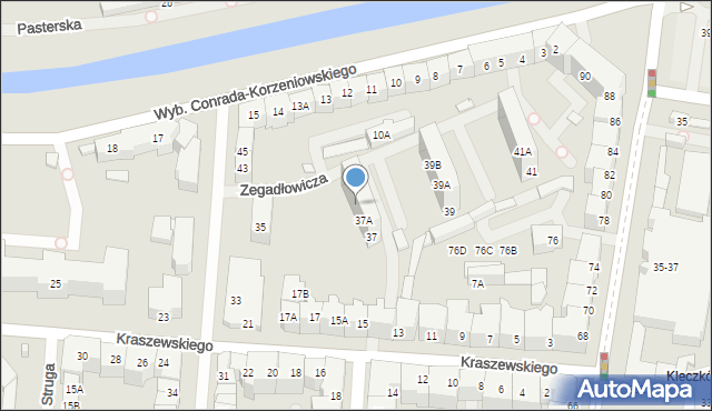 Wrocław, Zegadłowicza Emila, 37B, mapa Wrocławia