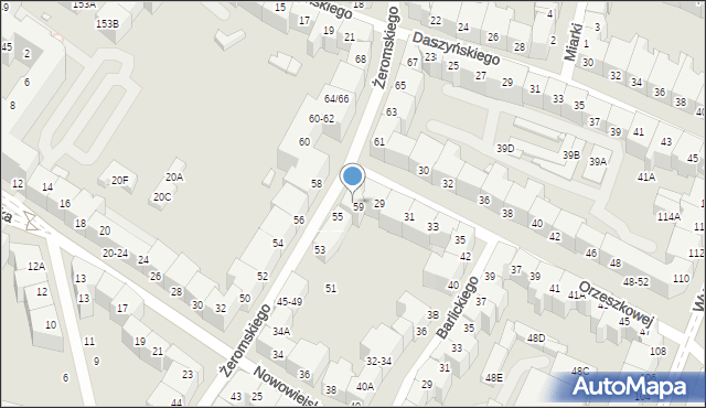 Wrocław, Żeromskiego Stefana, 57/59, mapa Wrocławia